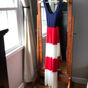 Red white and blue maxi dress